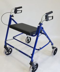 Super Giant Rehab Walker with Standard Handles, Brakes & Seat- 2 (8″) Castors / 2 (8″) Wheels