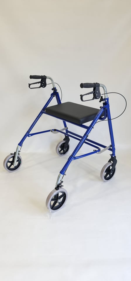 Super Giant Rehab Walker with Standard Handles – 2 (8″) Castors / 2 (8″) Wheels Brakes, Seat