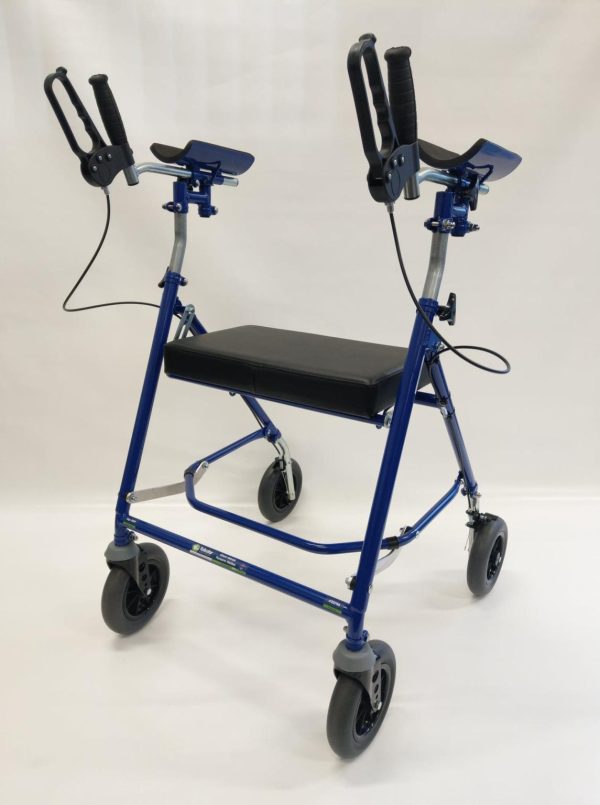 Giant Rehab Forearm Walker with Brakes and Seat – 2 (8″) Castors / 2 (8″) Wheels