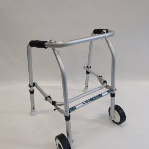 Junior Aluminium Folding Adjustable Walker – 2 Wheels / 2 Glide Feet