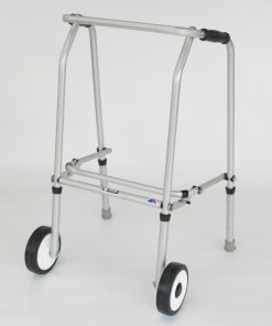 Aluminium Folding Adjustable Walker NARROW – 2 Wheels / 2 Rubber Feet