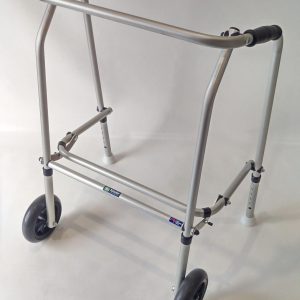 Bariatric Aluminium Folding Adjustable Walker – 2 Wheels / 2 Glide Feet