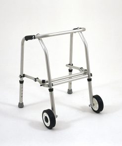 Junior Aluminium Folding Adjustable Walker – 2 Wheels / 2 Rubber Feet