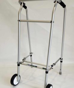 Aluminium Folding Adjustable Walker -EXTRA TALL -2 Wheels / 2 Rubber Feet