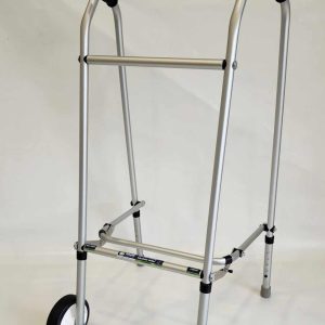 Aluminium Folding Adjustable Walker -EXTRA TALL -2 Wheels / 2 Rubber Feet