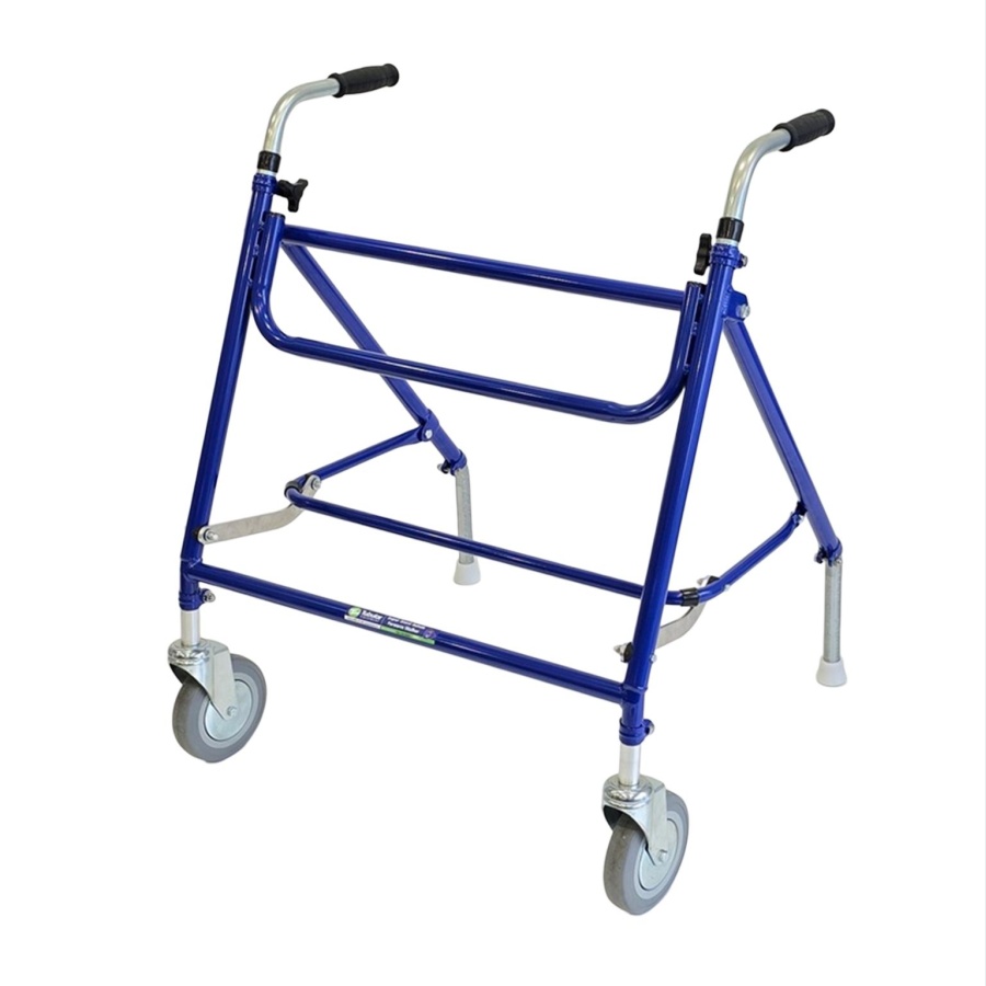 Super Giant Folding Rehab Walker with Standard Handles - 2 Wheels / 2 Glide Feet
