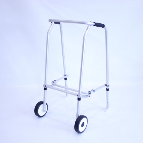 Aluminium Folding Adjustable Walker - Tall - 2 Wheels / 2 Skis