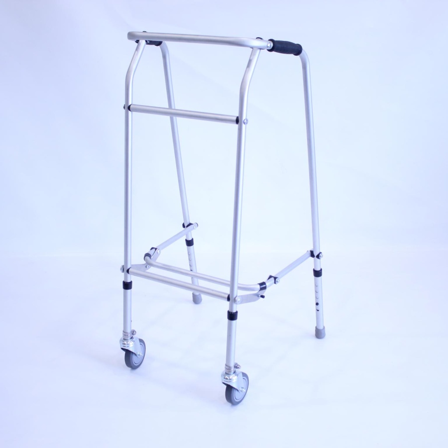 Aluminium Folding Adjustable Walker - Extra Tall - 2 Castors / 2 Rubber Feet
