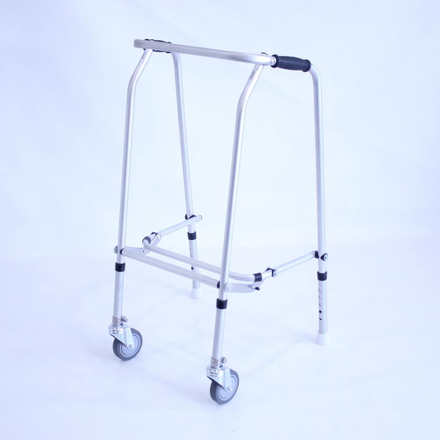 Aluminium Folding Adjustable Walker - Tall - 2 Castors / 2 Glide Feet