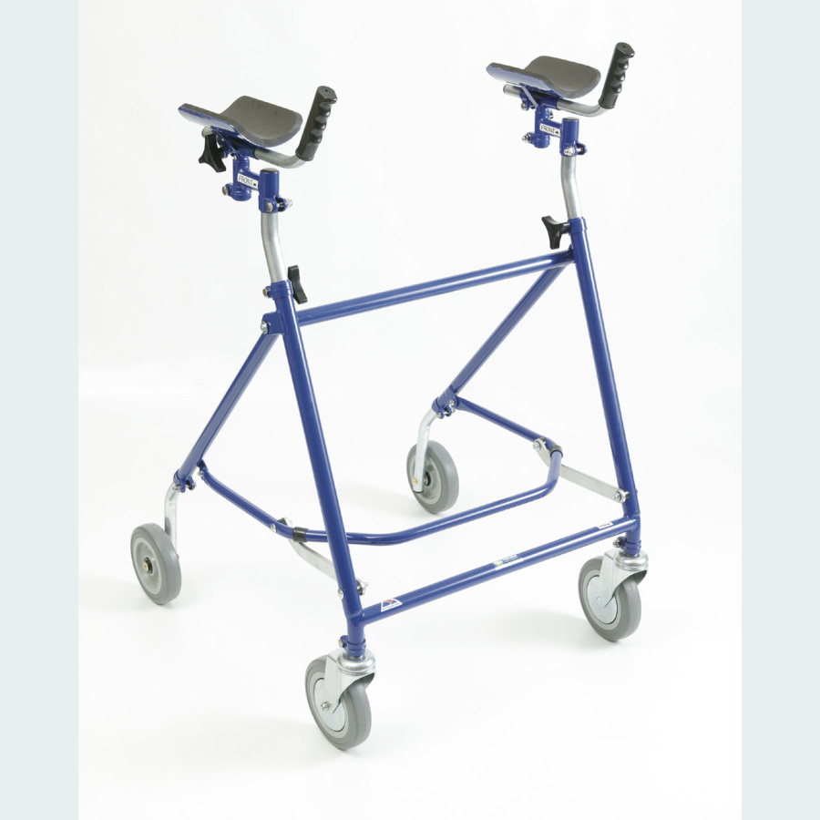 Giant Folding Rehab Walker with Pram Handle & Left-Hand Brake - 2 Castors / 2 Wheels