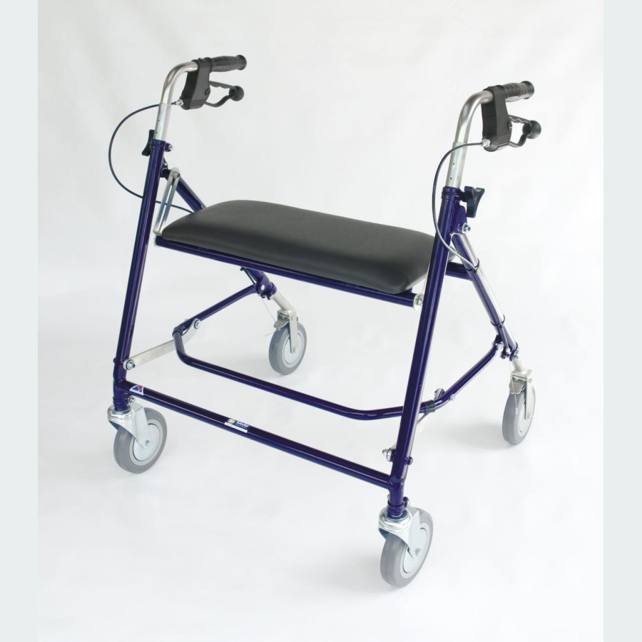 Seated Super Giant Folding Rehab Walker with Standard Handles & Brakes - 2 Castors / 2 Wheels