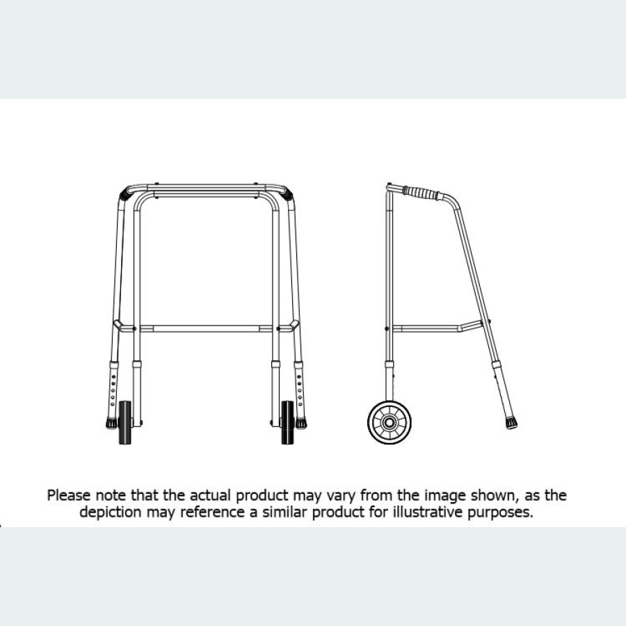 Bariatric Adjustable Walker - 2 Wheels / 2 Glide Feet