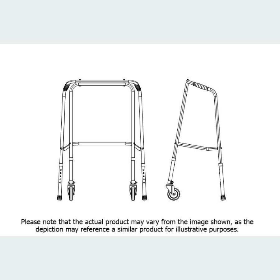 Bariatric Adjustable Walker - Short - 2 Castors / 2 Rubber Feet