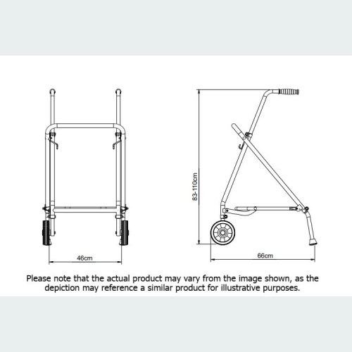 Easy Folding Rehab Walker with Standard Handles - 2 Wheels / 2 Glide Feet