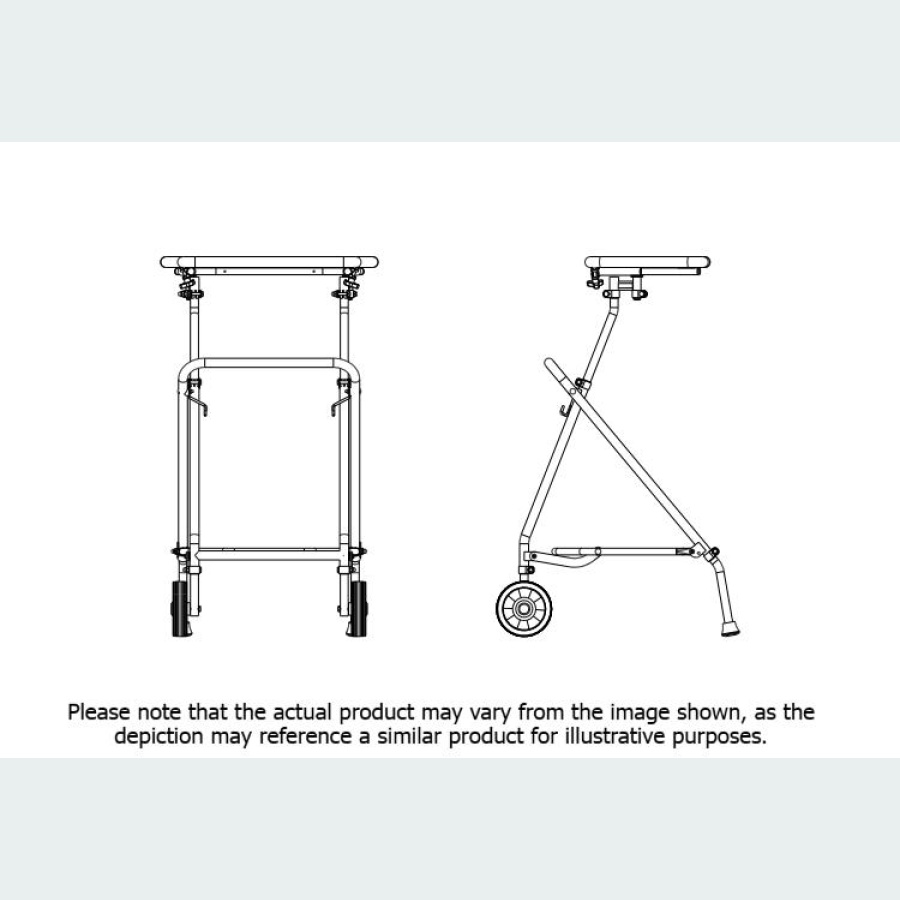 Easy Folding Rehab Walker with Pram Handle - 2 Wheels / 2 Glide Feet