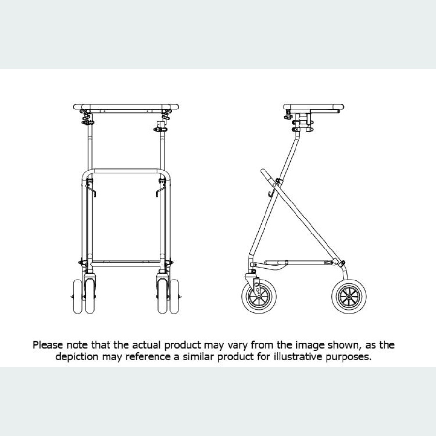 Easy Folding Rehab Walker with Pram Handle - 2 8" Castors / 2 8" Wheels