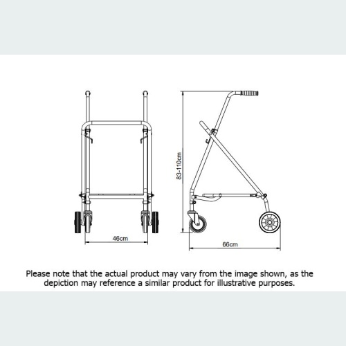 Easy Folding Rehab Walker with Standard Handles - 2 Castors / 2 Wheels