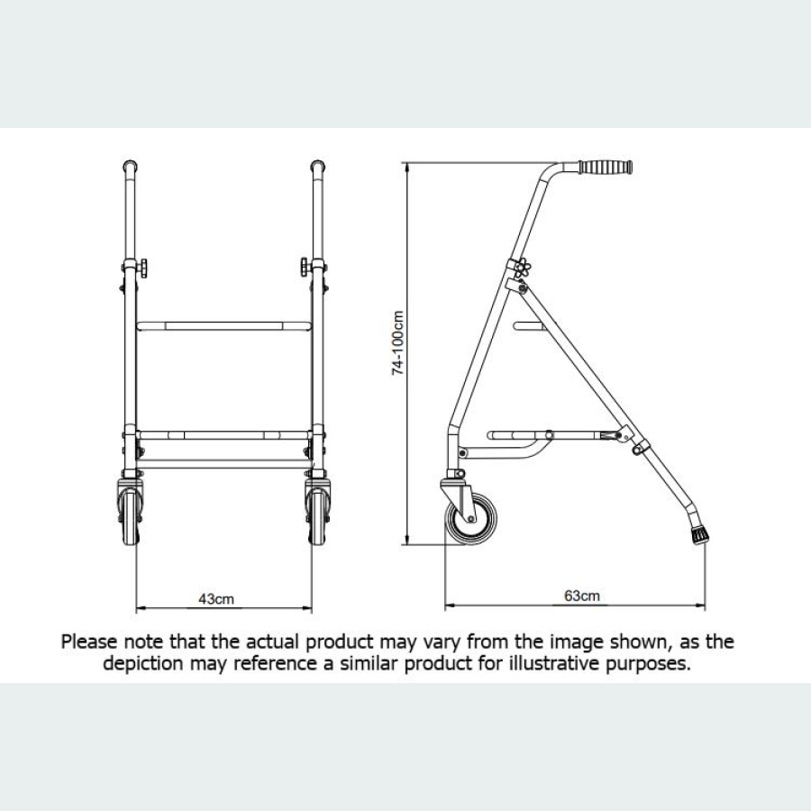 Rover Max Walker with Standard Handles - 2 Castors / 2 Rubber Feet