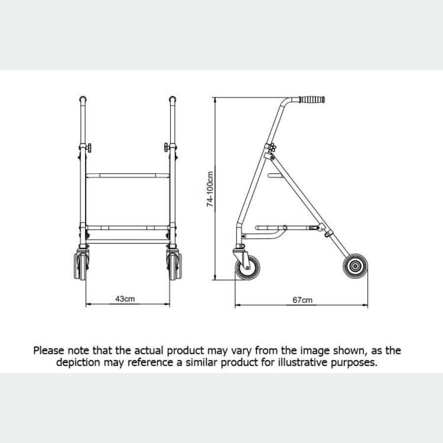 Rover Max Walker with Pram Handle - 2 Castors / 2 Wheels